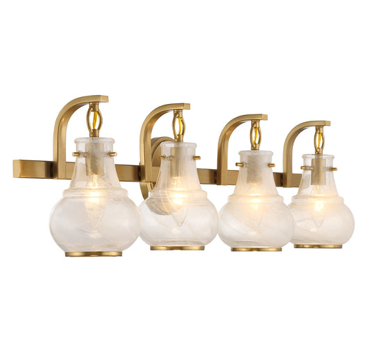 Adams 4-Light Bathroom Vanity Light in Warm Brass