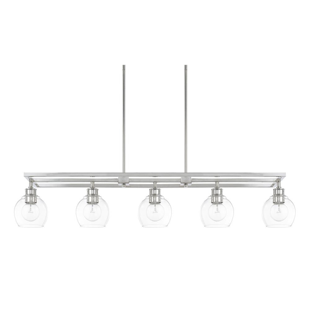 Mid Century Linear Chandelier - Polished Nickel