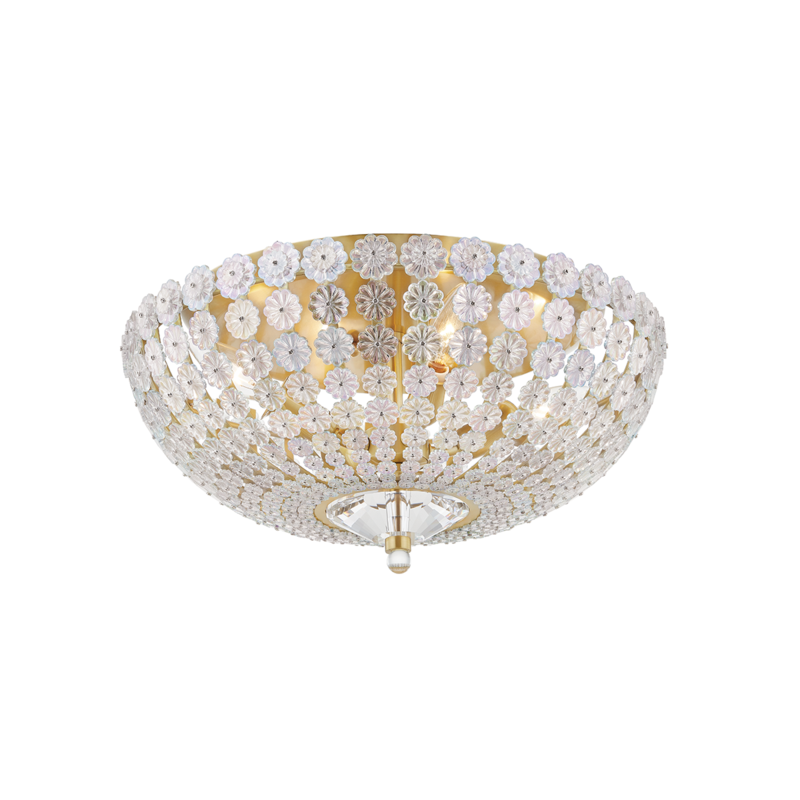 Hudson Valley Floral Park Flush Mount Antique Brass