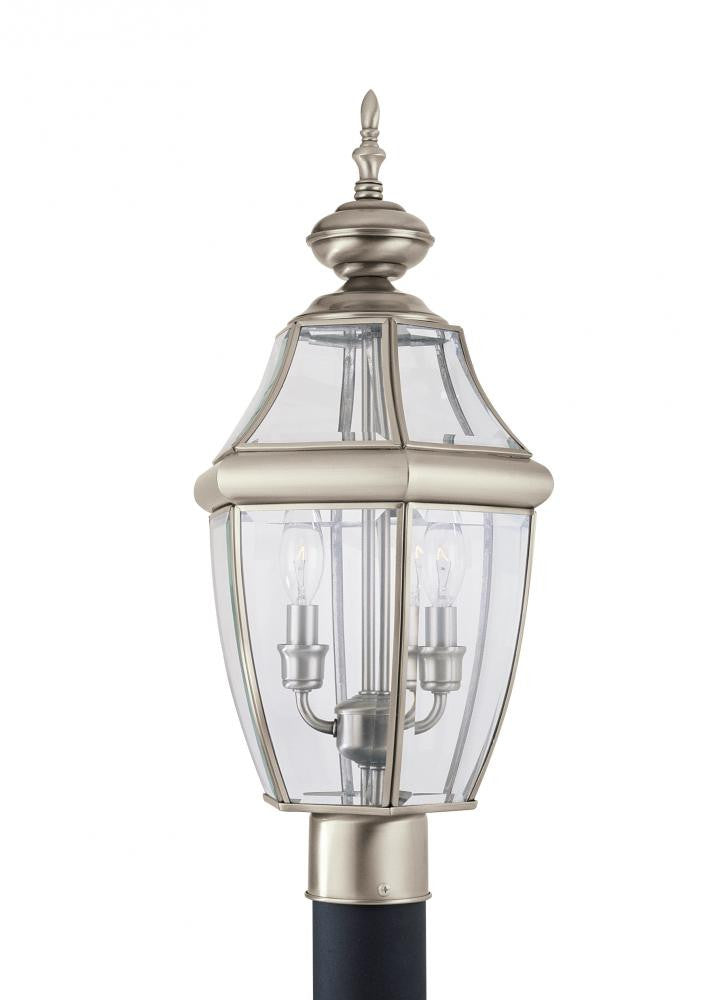 Generation Lighting Lancaster Two Light Outdoor Post Lantern Antique Brushed Nickel