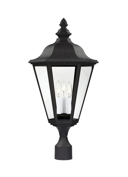 Generation Lighting Brentwood Three Light Outdoor Post Lantern Black