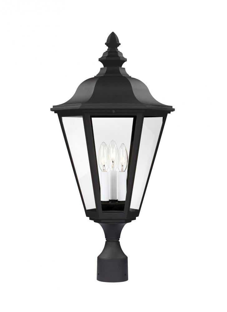 Generation Lighting Brentwood Three Light Outdoor Post Lantern Black