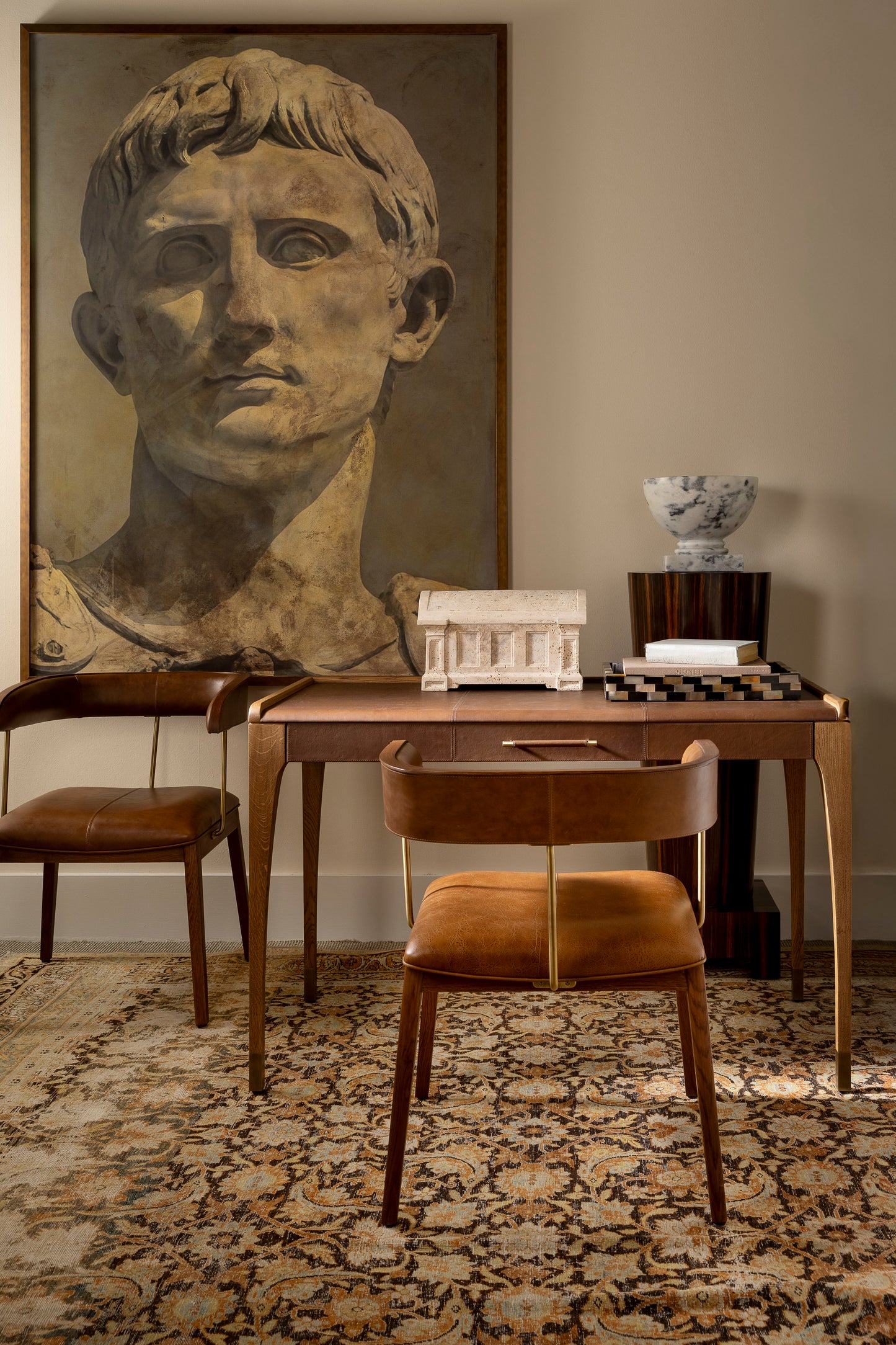 Phinthly Toffee Pedestal Table