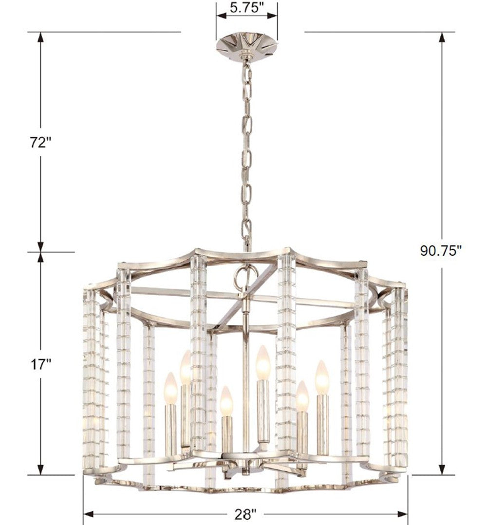 Carson 6 Light Polished Nickel Chandelier