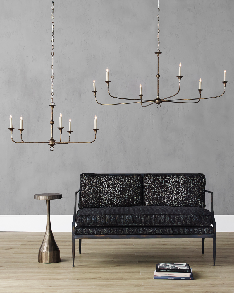 Nottaway Bronze Small Chandelier, 7-Light, Pyrite Bronze, 36"W, Currey and Company (9000-0143 KJUL)