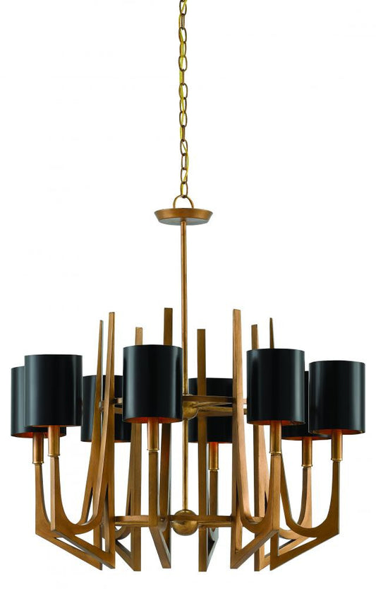 Umberto Brass Chandelier, Currey and Company (9000-0332 NFKT)