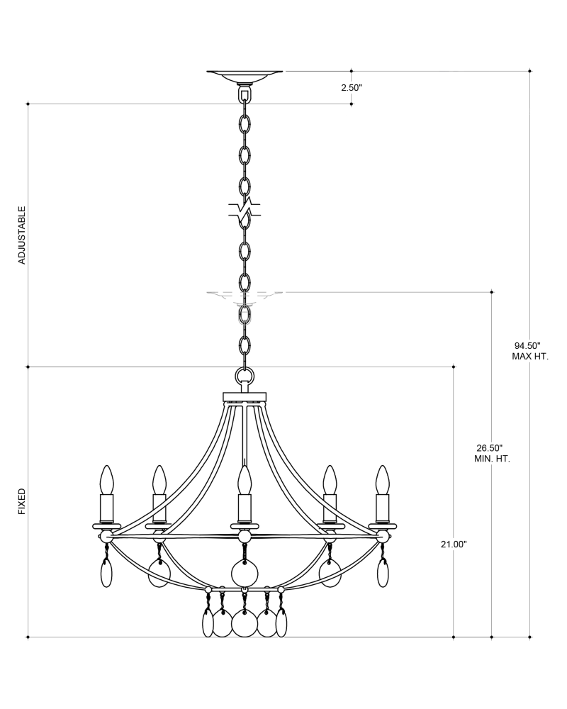 Novella Small Chandelier, 8-Light, Mayfair, 24.5"W, Currey and Company (9000-0641 RP3C)
