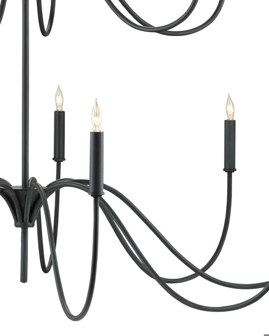 Tirrell Medium Chandelier, 27-Light, Antique Black, 45"W, Currey and Company (9000-0654 RL5E)