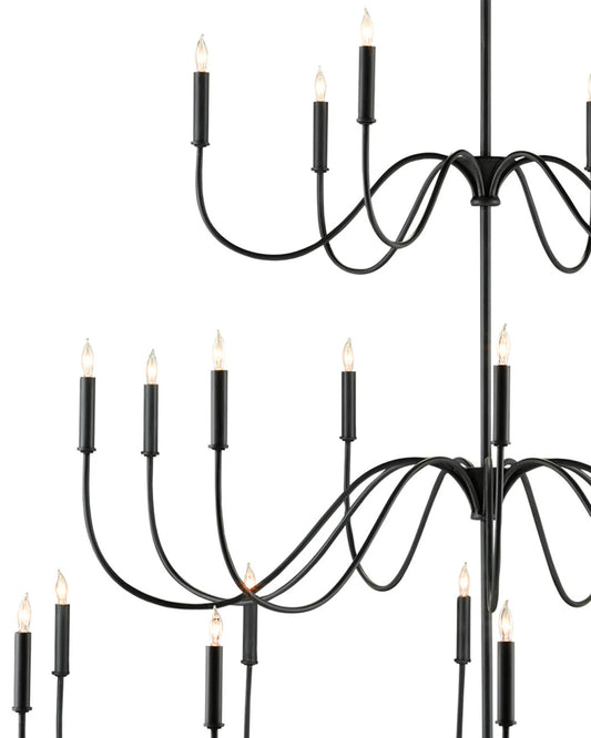 Tirrell Large Chandelier, 1-Light, Antique Black, 58"W, Currey and Company (9000-0655 RP3R)