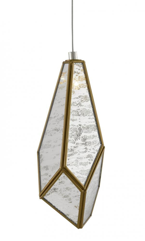 Glace Mirror 1-Light Round Multi-Drop Pendant Currey and Company 9000-0702