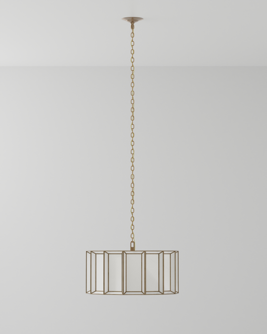 Daze Large Pendant, 3-Light, Antique Brass, White, 24"W, Currey and Company (9000-0750 VHWR)