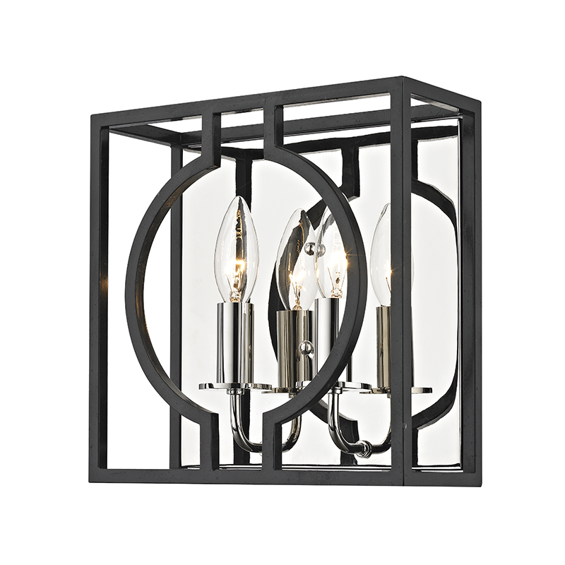 Hudson Valley Octavio Wall Sconce Aged Iron, Polished Combo