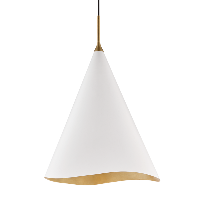Hudson Valley Martini Pendant Gold Leaf, White
