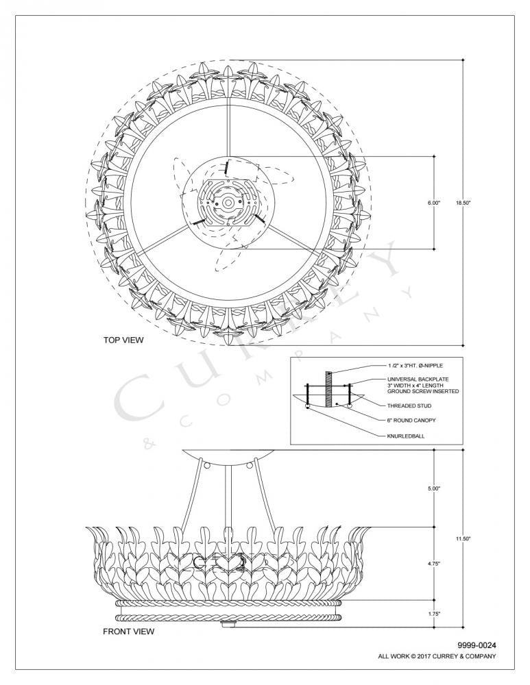Biddulph Gold Semi-Flush Mount Currey and Company 9999-0024