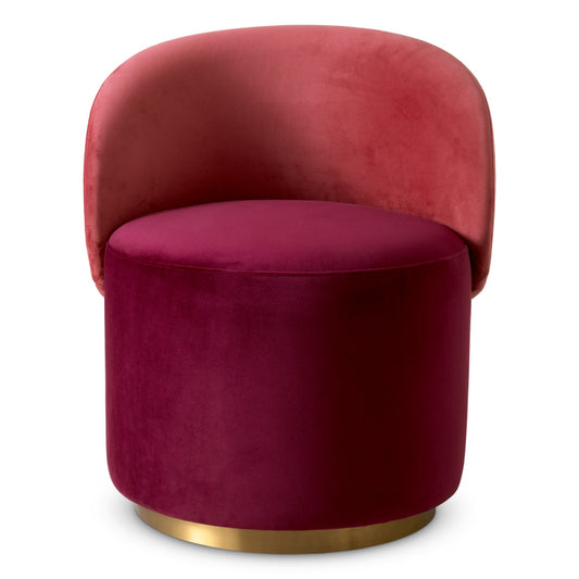 Eichholtz Greer Low Dining Chair, Savona Bordeaux Red Velvet, Savona Faded Red Velvet, Brushed Brass Swivel Base (A117961)