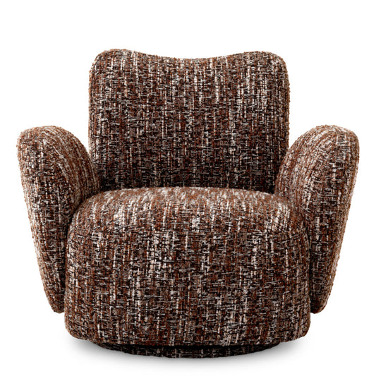 Eichholtz Merida Swivel Chair, Bouclé Sonata Red, Swivel Base (A118836)