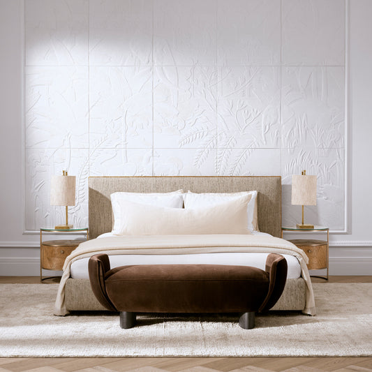 Eichholtz Stirling Bench, Brown Velvet, Black Legs (A119394)