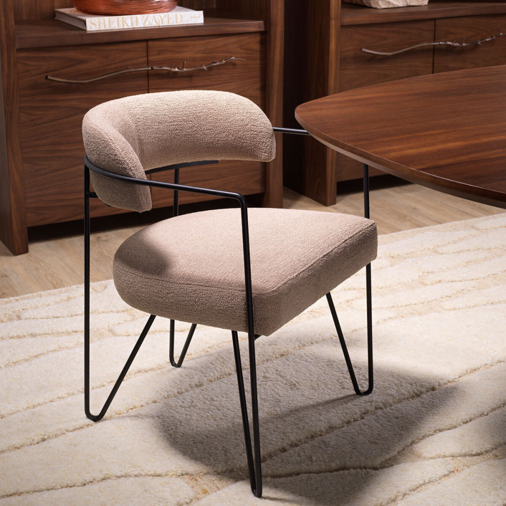 Eichholtz Giuseppe Dining Chair, Trenton Beige, Black Legs (A119488)