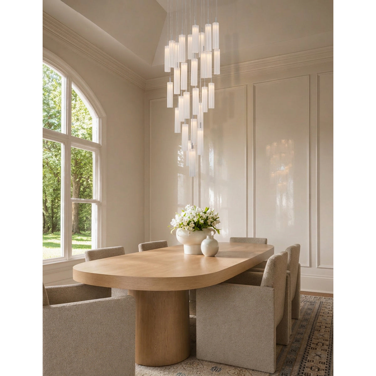 Crystorama Addis 26" LED Multi-Light Pendant Polished Chrome White - lifestyle