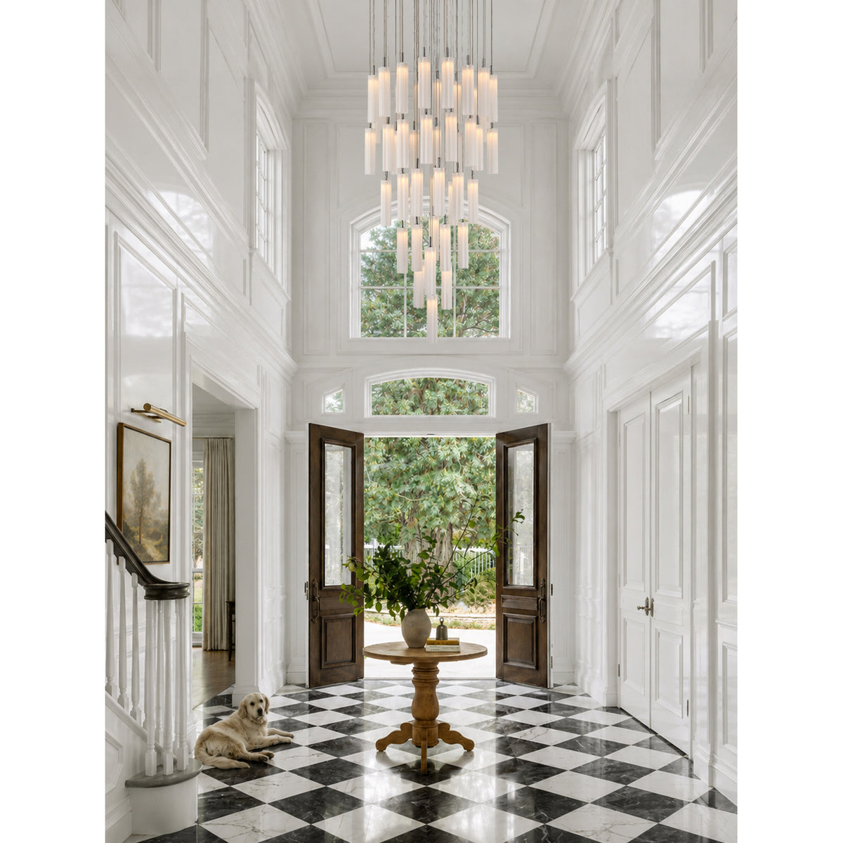Crystorama Addis 36" LED Multi-Light Pendant Polished Chrome White - lifestyle