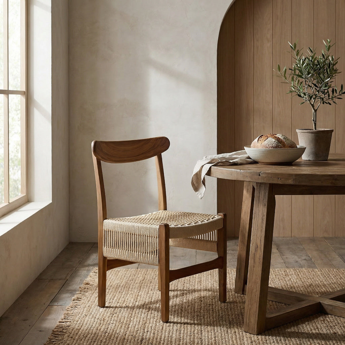 Noir Shagira Dining Chair Natural styled in an interior setting