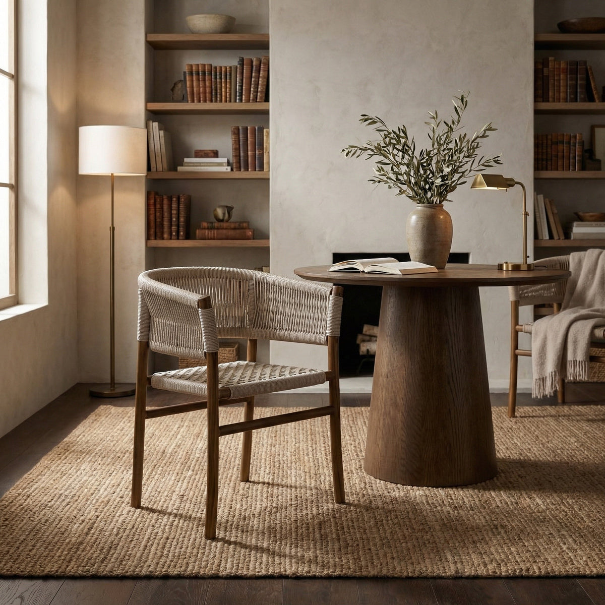 Noir Conrad Dining Chair Natural styled in an interior setting