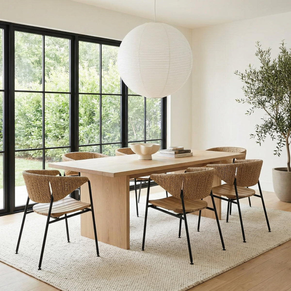 Noir Helena Dining Chair Natural styled in an interior setting