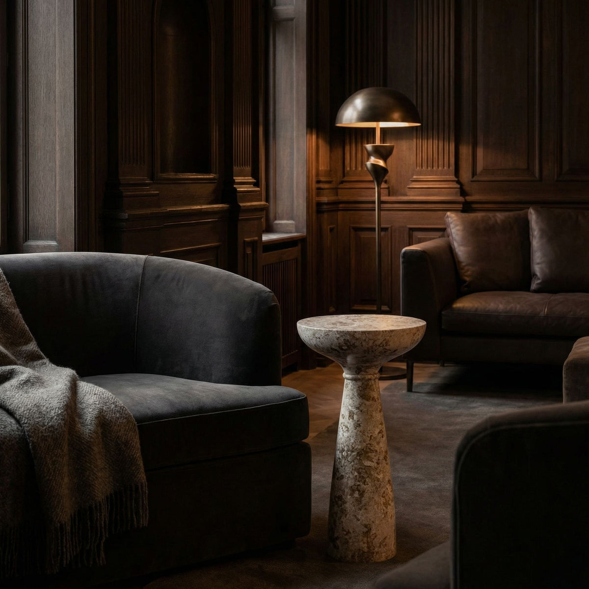 Noir Architect Side Table Brown styled in an interior setting