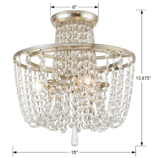 Crystorama Arcadia Semi Flush Mount Antique Gold