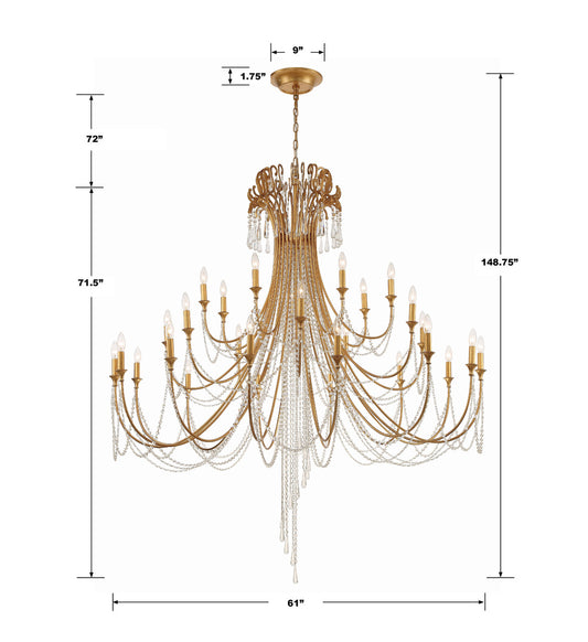 Crystorama Arcadia Chandelier Antique Silver