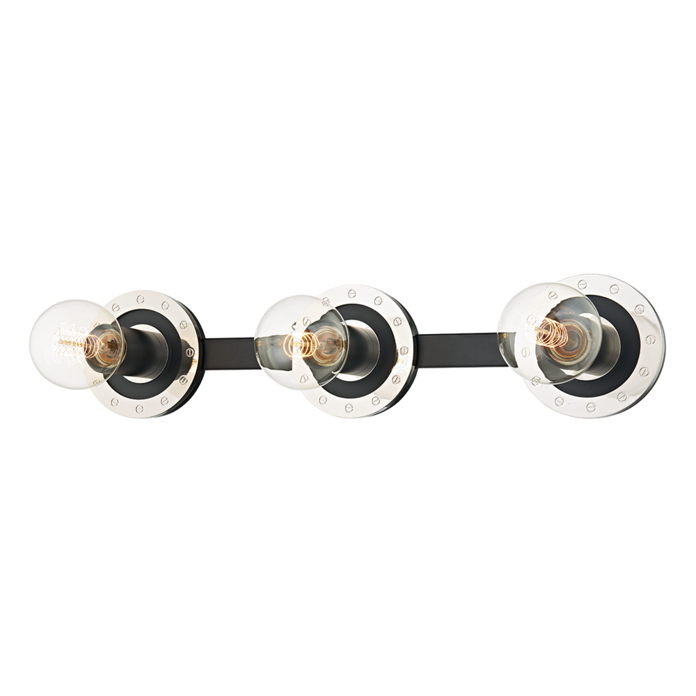 Troy Teo Vanity Light Polished Nickel / Soft Black