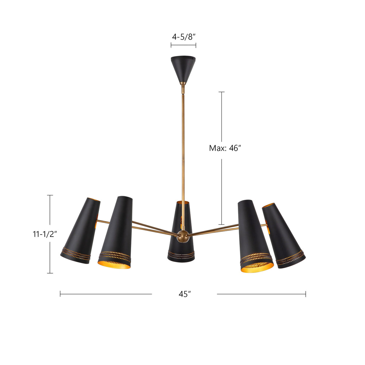 Brickell 45" Leather 5-Light Chandelier