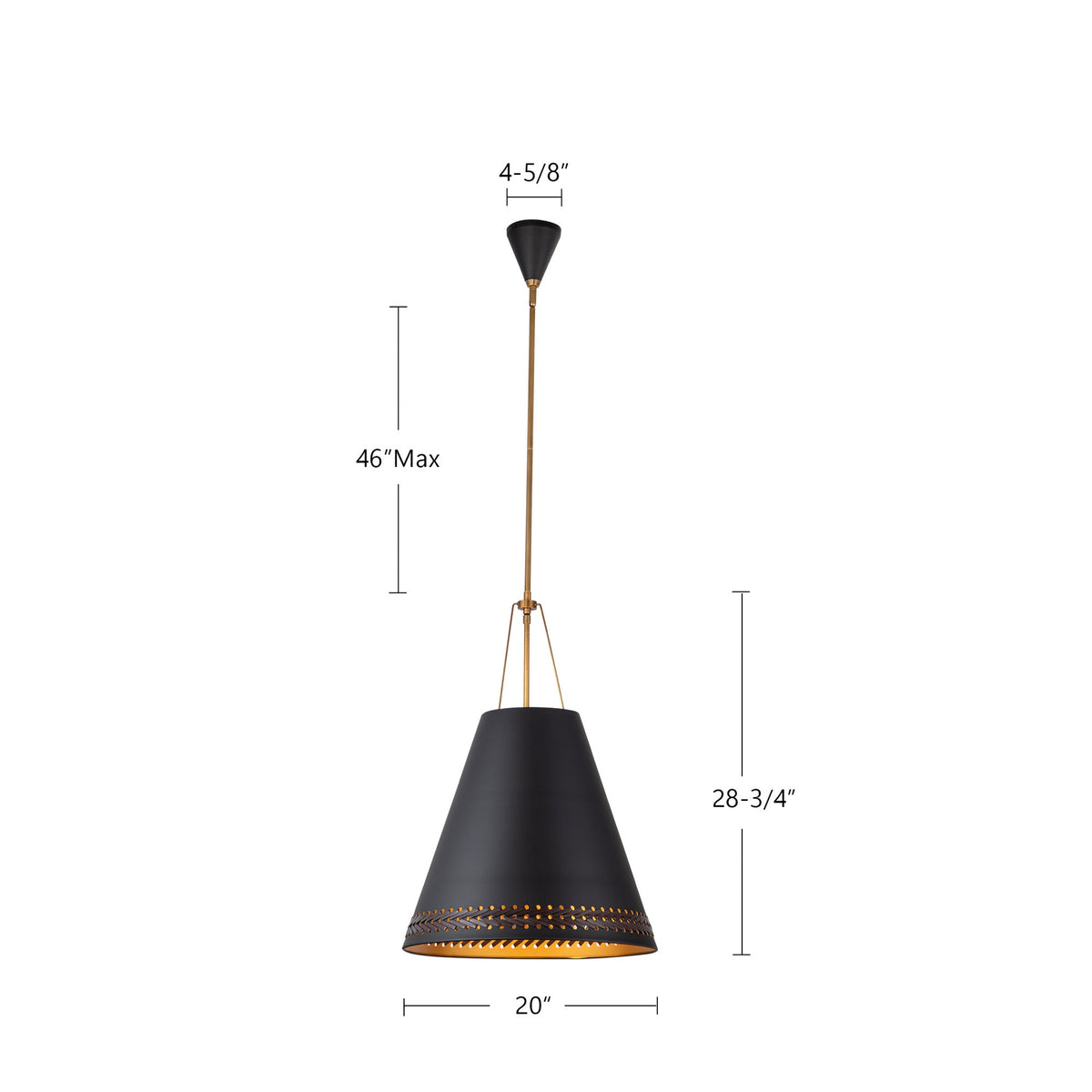 Brickell 20" Leather 3-Light Pendant