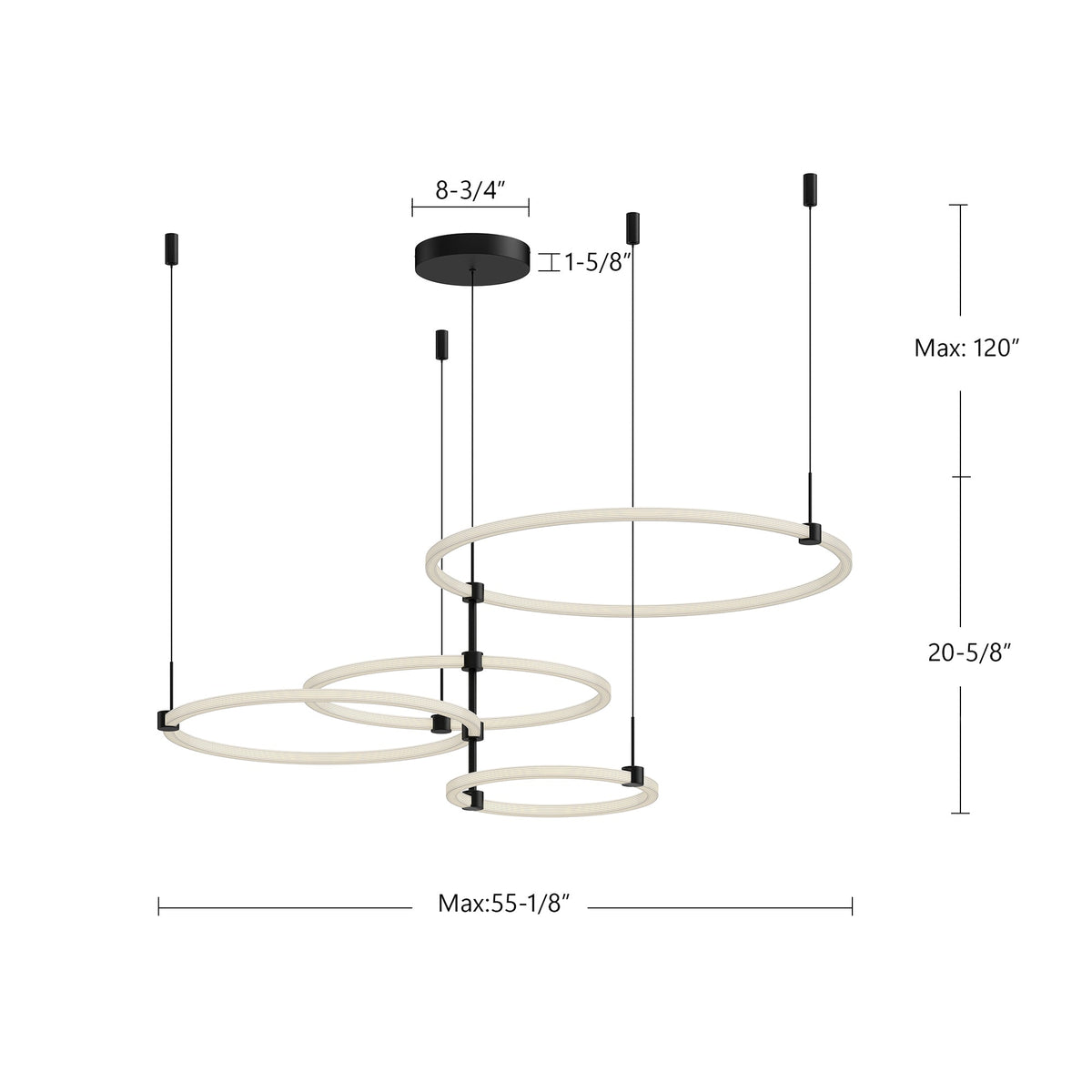 Bruni 55" Chandelier - Black
