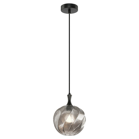 Matteo Lighting Eesha 9" Pendant in Matte Black + Smoked Glass (C30902MBSM) – alternate view