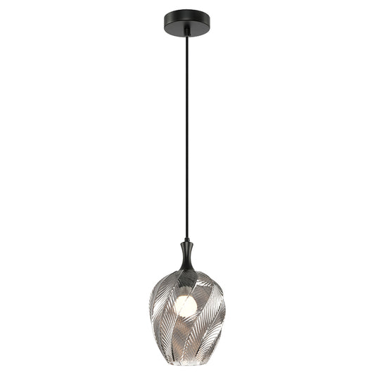 Matteo Lighting Eesha 8" Pendant in Matte Black + Smoked Glass (C30903MBSM) – alternate view