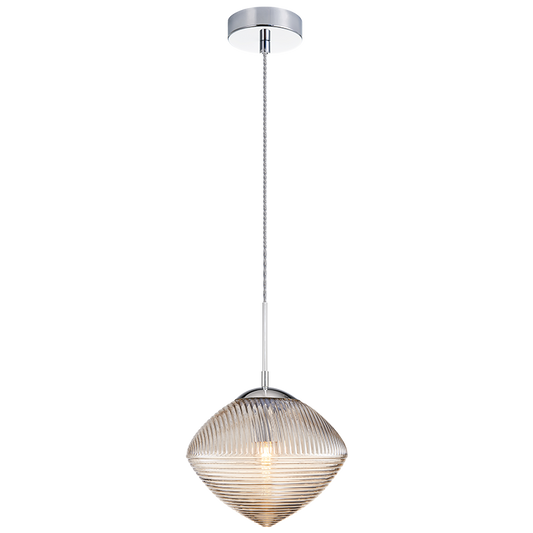 Matteo Lighting Maruna 10" Bell Pendant in Chrome + Cognac Glass (C31003CHCN) – alternate view
