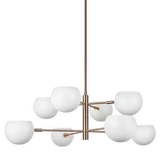 Matteo Lighting Orb 35" 8-Light Chandelier in Matte White + Aged Gold Brass (C31708MWAG) – alternate view