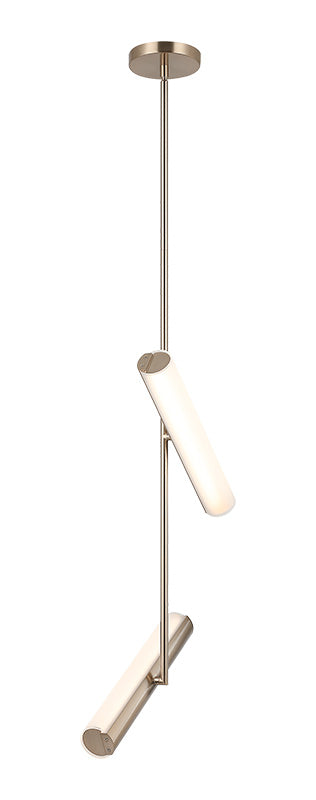 Matteo Lighting Axis 15" 2-Light LED Chandelier in Champagne Gold + White Frosted Glass (C32202CGFR) – alternate view