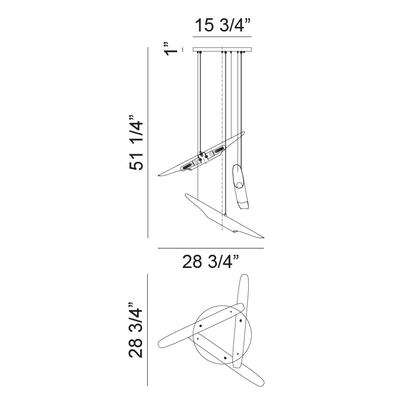 Matteo Lighting Stylus 29" 6-Light Pendant in Matte Black (C32416MB) – alternate view