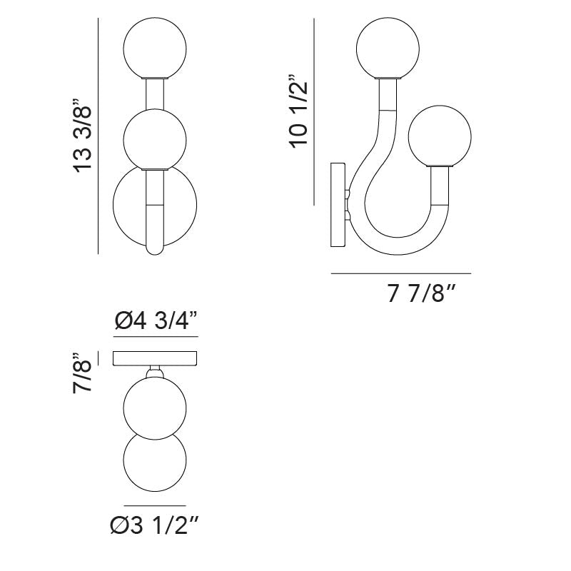 Matteo Lighting Joelle 13" 2-Light Wall Sconce – line drawing with dimensions