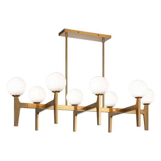 Matteo Lighting Scriben 42" 8-Light Linear Chandelier in Aged Gold Brass (C34918AGOP) – alternate view