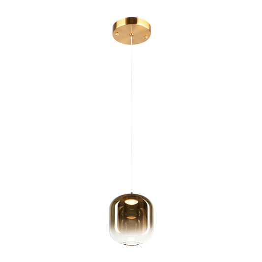 Matteo Lighting Refrax 6" LED Pendant in Aged Gold Brass + Gold Glass (C37401AGAG) – alternate view