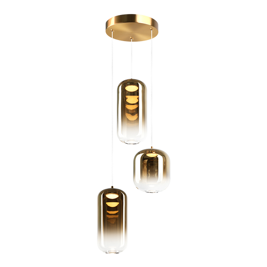 Matteo Lighting Refrax 12" 3-Light LED Chandelier in Aged Gold Brass + Gold Glass (C37403AGAG) – alternate view