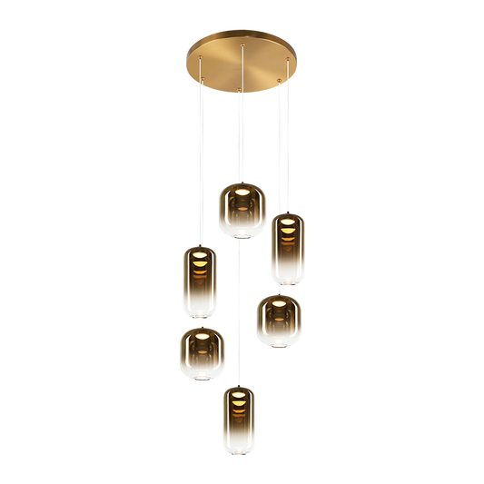 Matteo Lighting Refrax 17" 6-Light LED Chandelier in Aged Gold Brass + Gold Glass (C37406AGAG) – alternate view
