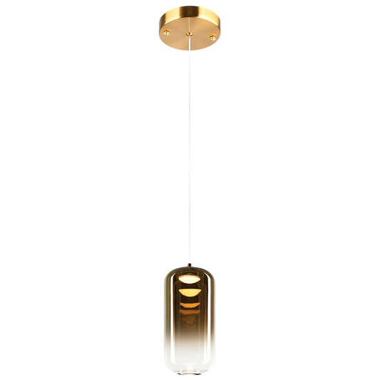 Matteo Lighting Refrax 4" LED Pendant in Aged Gold Brass + Gold Glass (C37411AGAG) – alternate view