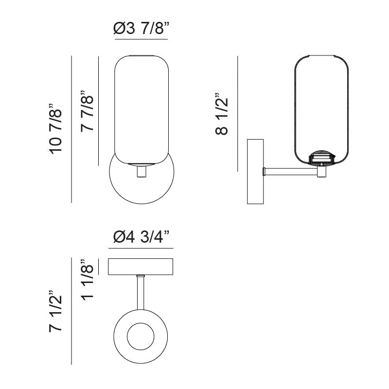 Matteo Lighting Refrax 11" LED Wall Sconce – line drawing with dimensions