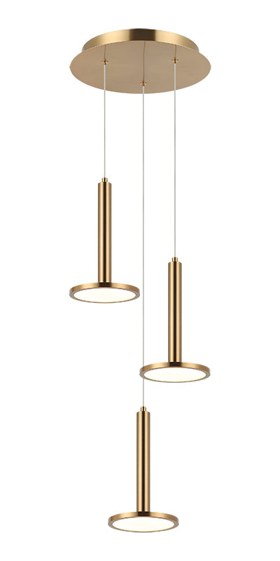 Matteo Lighting Extraterrestrial 13" 3-Light LED Chandelier in Aged Gold Brass (C37703AG) – alternate view