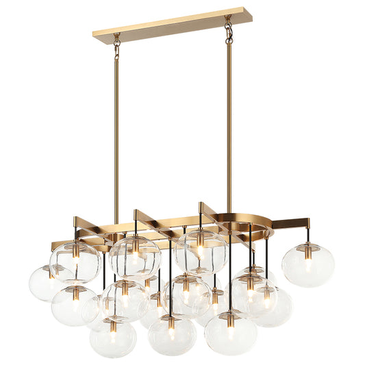 Matteo Lighting Bulbus 46" 19-Light Linear Chandelier in Aged Gold Brass (C38119AG) – alternate view