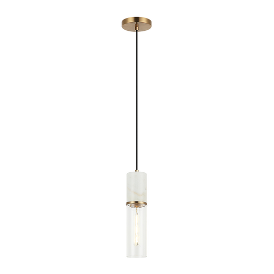 Matteo Lighting Marmor 3" Pendant in Aged Gold Brass + White Marble (C39911AG) – alternate view